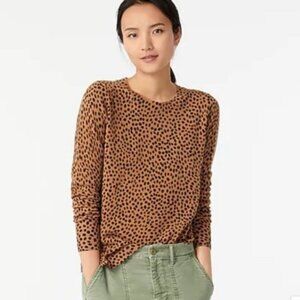 J. Crew Cashmere Crewneck Sweater In Leopard Dot